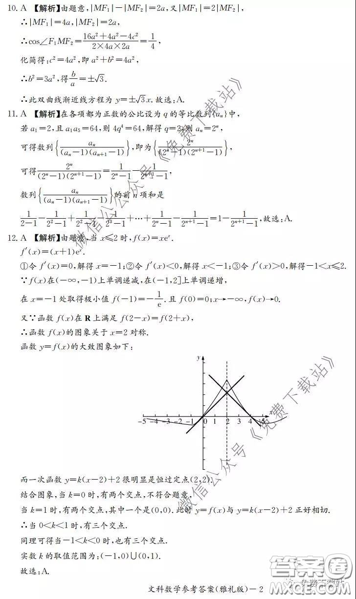 炎德英才大聯(lián)考雅禮中學2020屆高三月考試卷七文科數(shù)學試題及答案