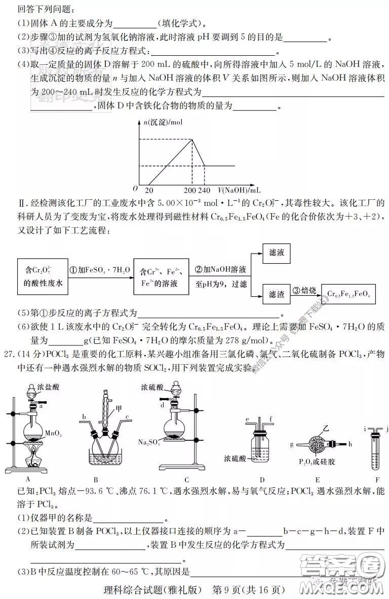 炎德英才大聯(lián)考雅禮中學(xué)2020屆高三月考試卷七理科綜合試題及答案