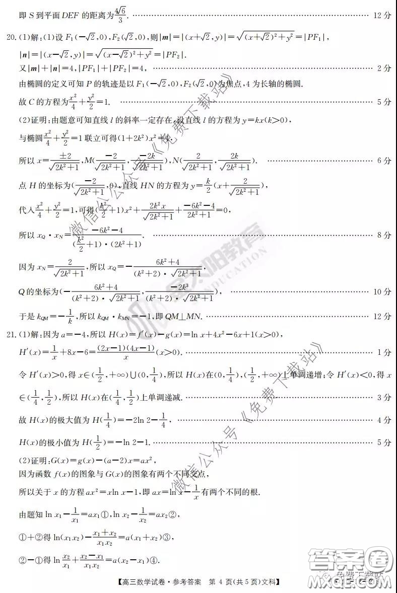 2020屆河南金太陽高三3月聯(lián)考文科數(shù)學(xué)試題及答案