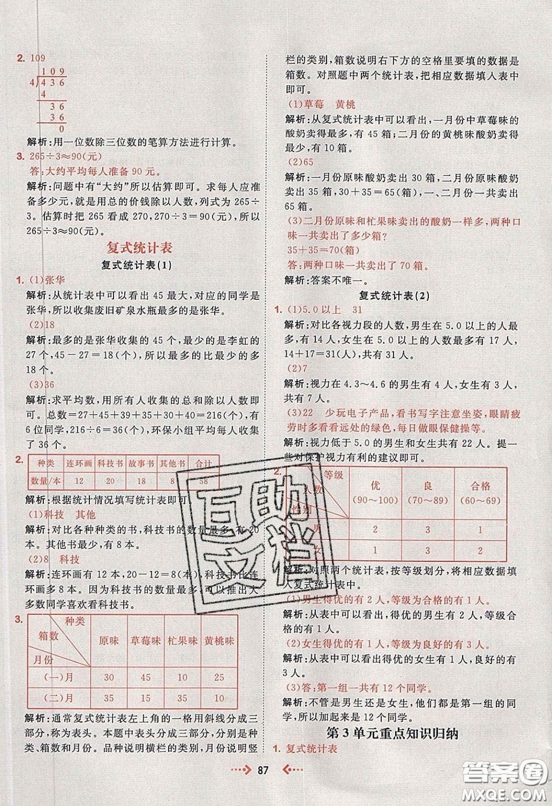 2020春快樂(lè)小博士鞏固與提高三年級(jí)數(shù)學(xué)下冊(cè)人教版答案