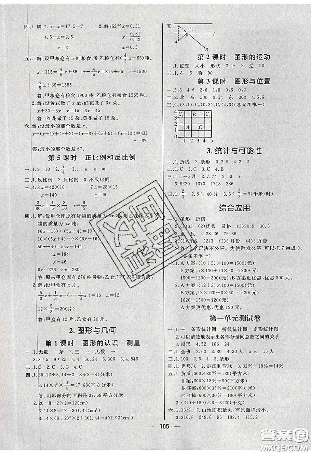 2020春快樂小博士鞏固與提高六年級(jí)數(shù)學(xué)下冊(cè)蘇教版答案