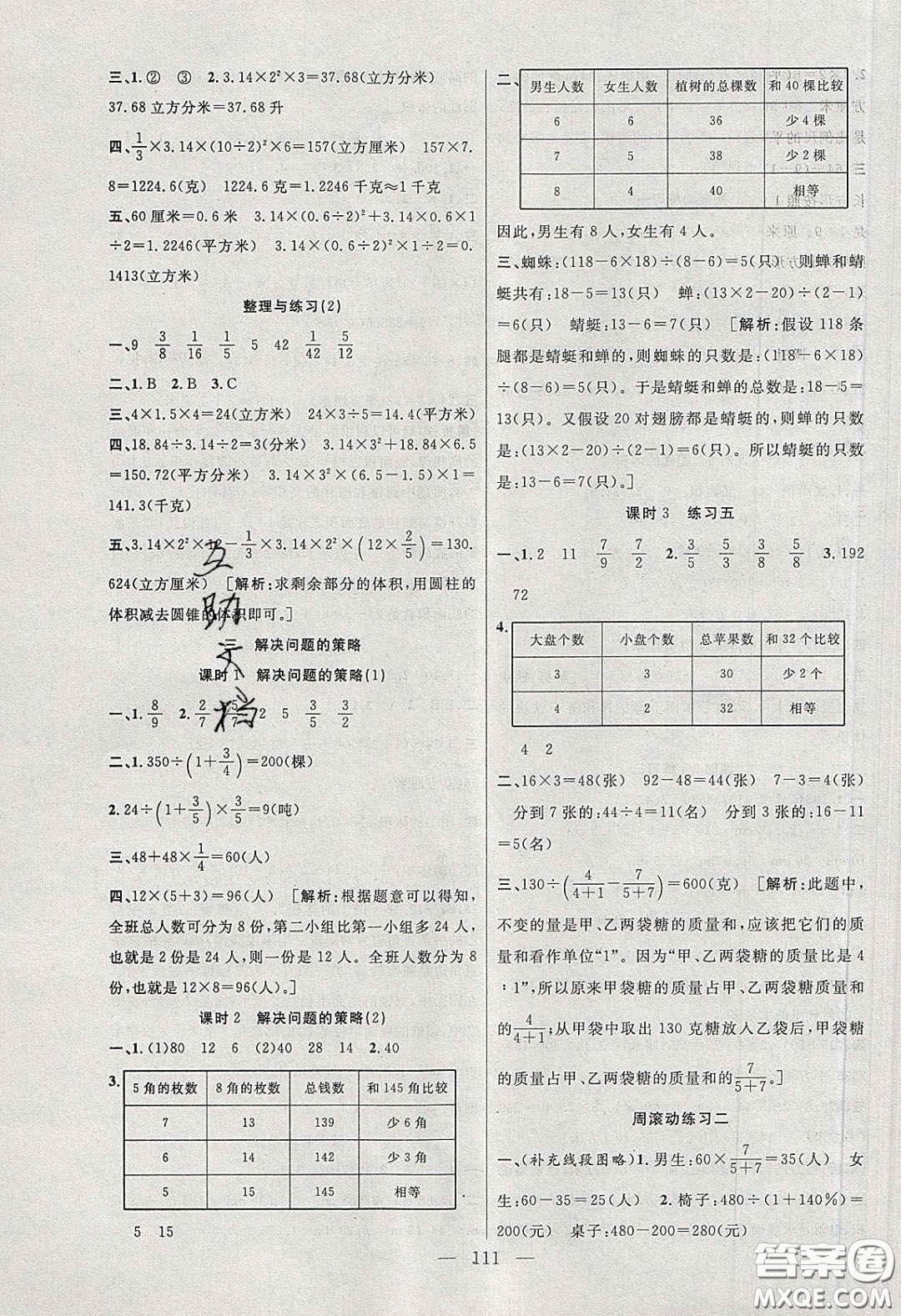 陽光出版社2020春快樂練習(xí)作業(yè)本六年級(jí)數(shù)學(xué)下冊(cè)蘇教版答案