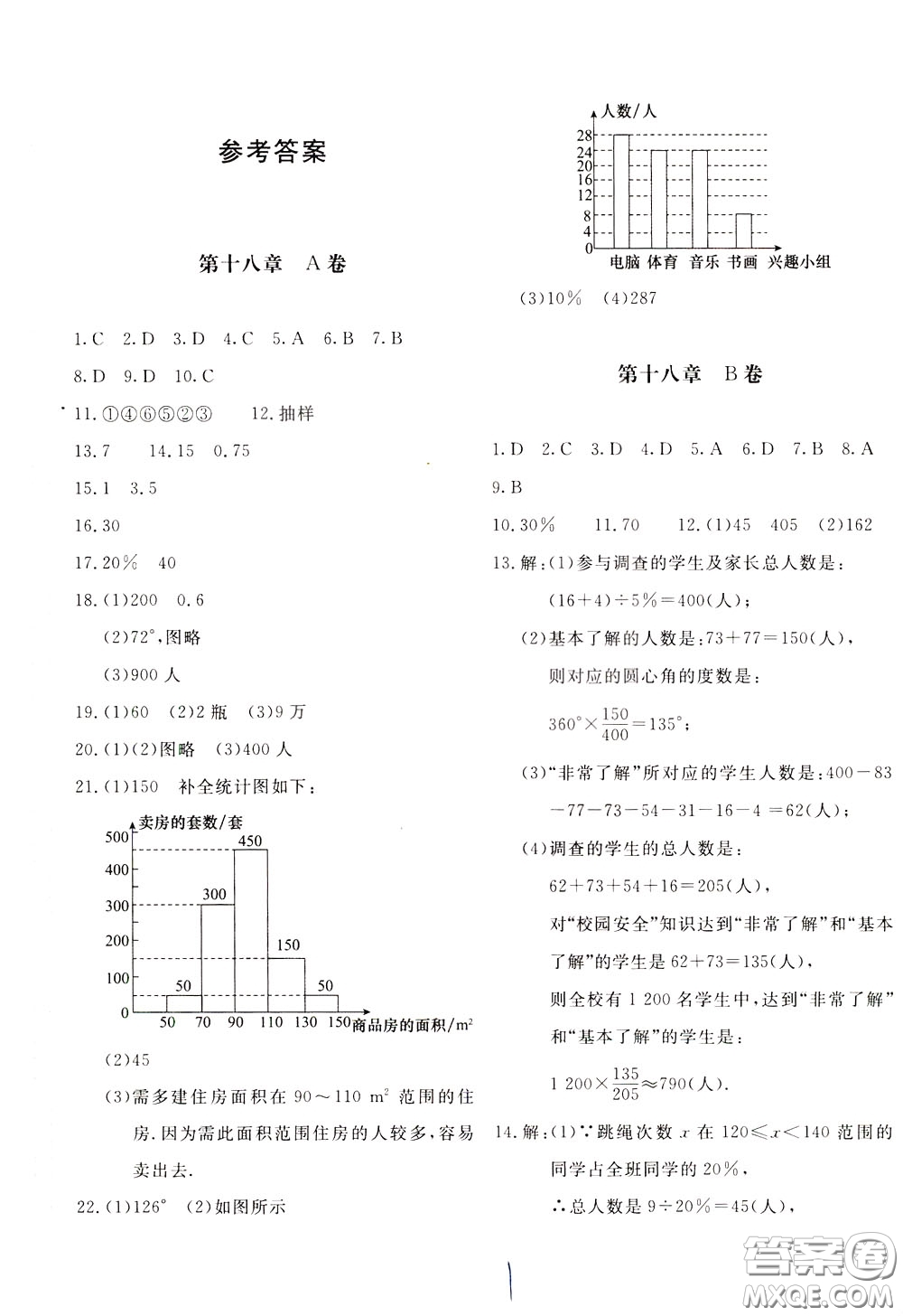 2020年新課堂AB卷單元測數(shù)學八年級下冊河北教育版參考答案