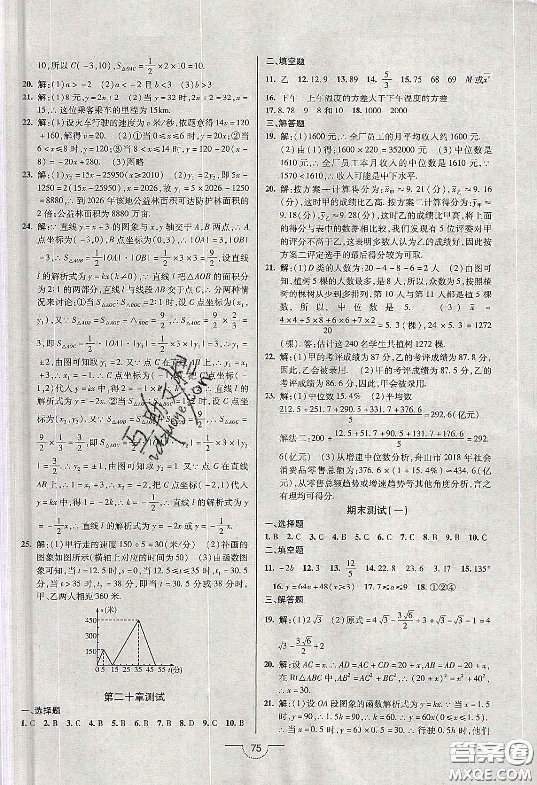 2020年名師在線魔力導學開心練八年級數學下冊人教版答案