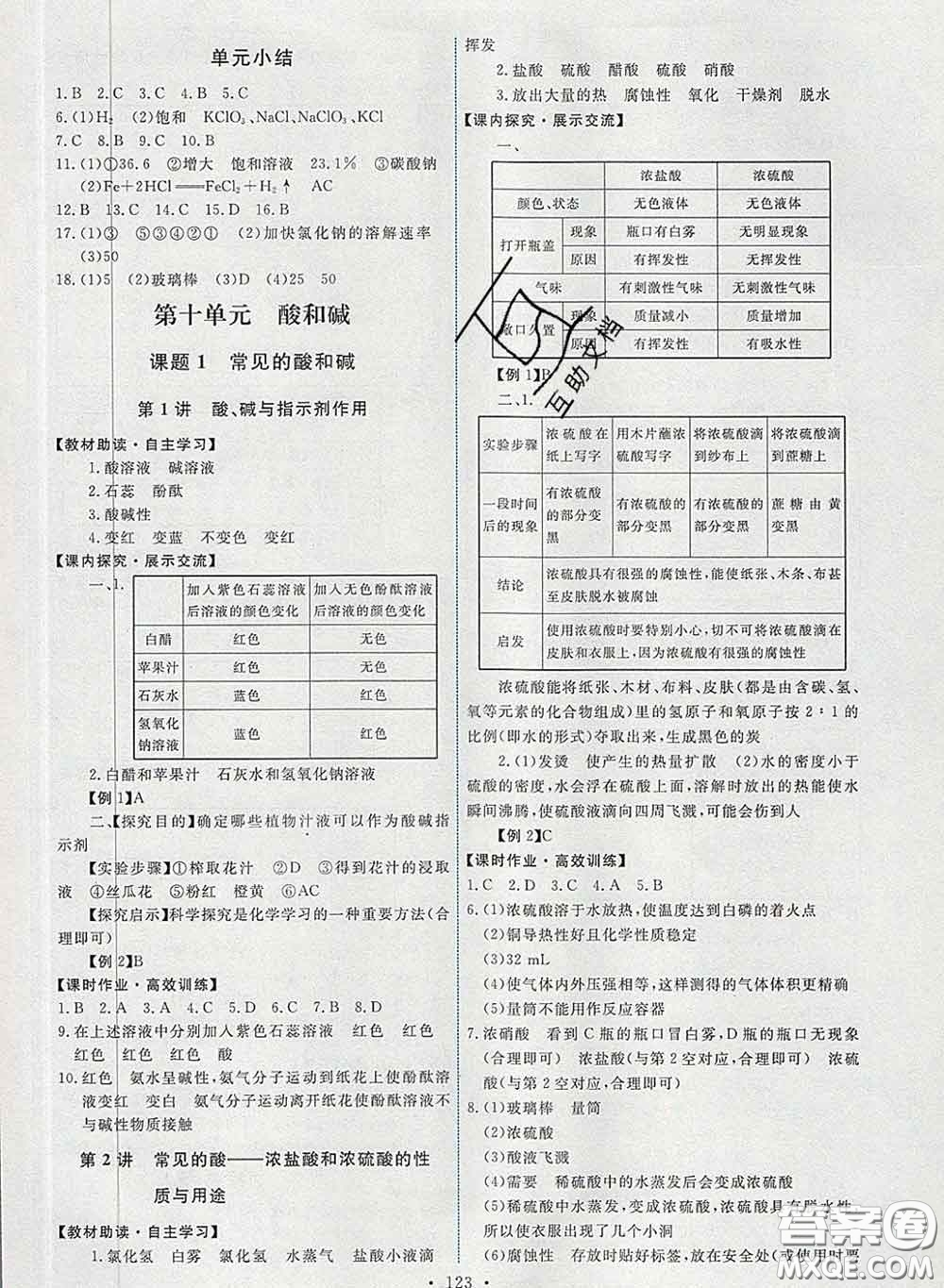 2020春能力培養(yǎng)與測試九年級化學(xué)下冊人教版答案