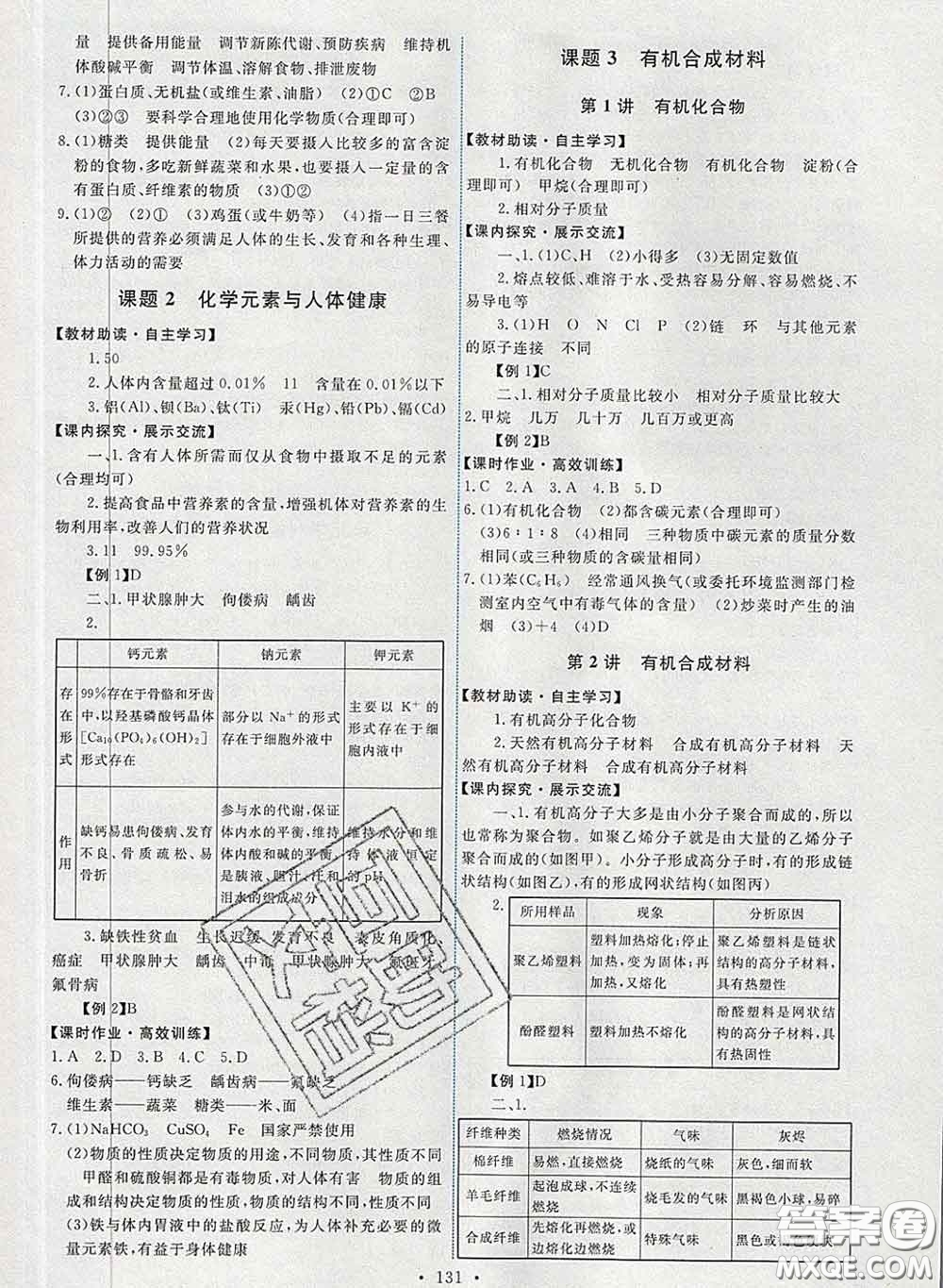 2020春能力培養(yǎng)與測試九年級化學(xué)下冊人教版答案