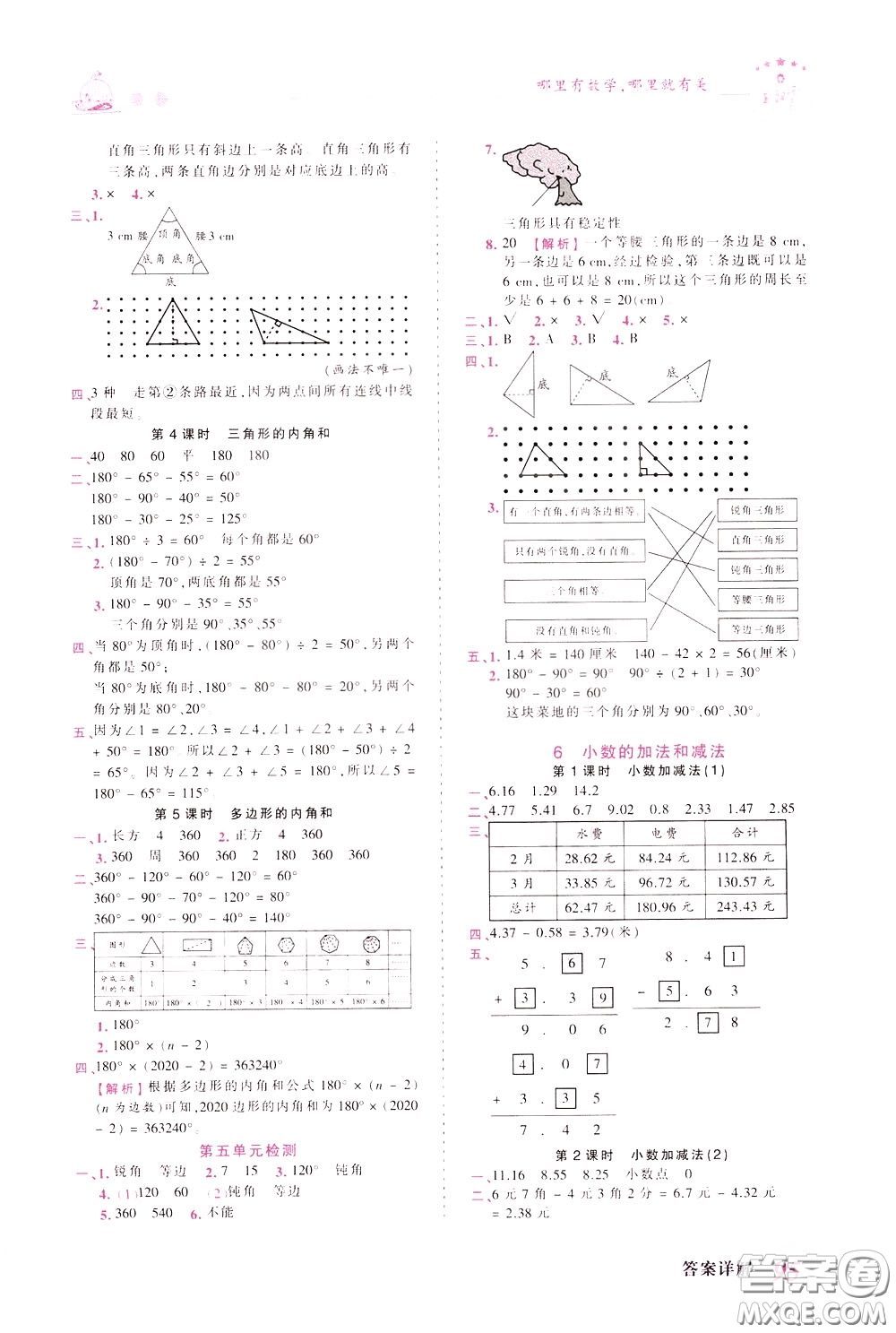 2020年王朝霞創(chuàng)維新課堂同步優(yōu)化訓(xùn)練數(shù)學(xué)四年級下冊RJ人教版參考答案