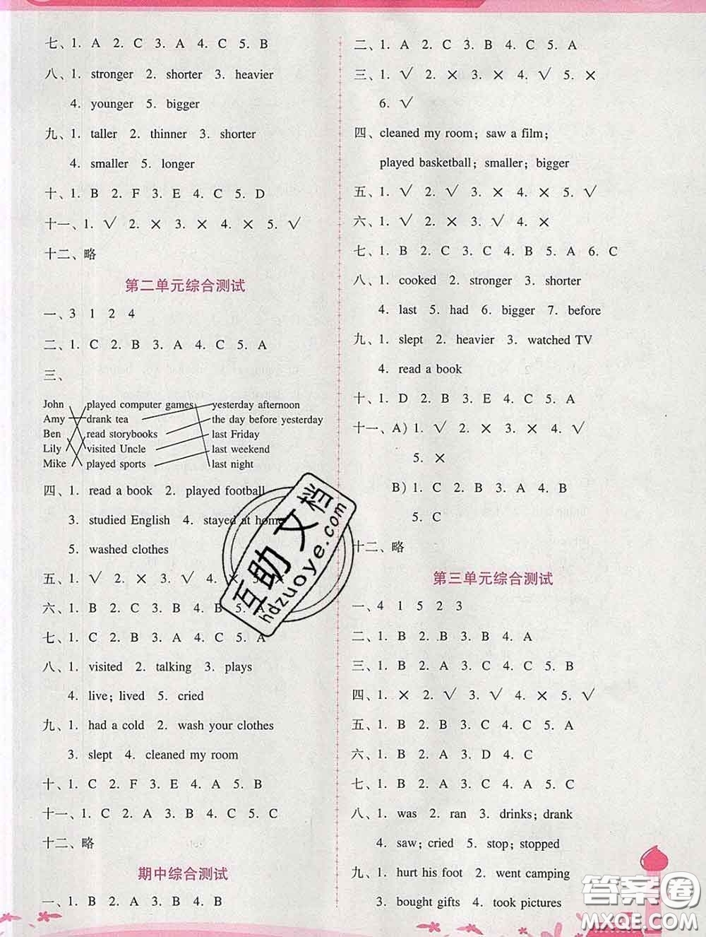 2020春自主與互動(dòng)學(xué)習(xí)新課程學(xué)習(xí)輔導(dǎo)六年級(jí)英語(yǔ)下冊(cè)人教版答案