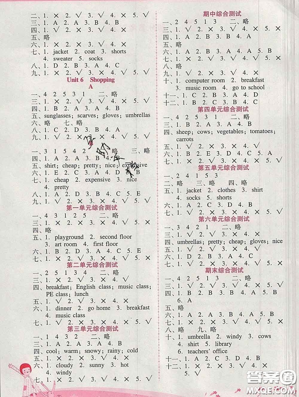 2020春自主與互動(dòng)學(xué)習(xí)新課程學(xué)習(xí)輔導(dǎo)四年級(jí)英語下冊(cè)人教版答案