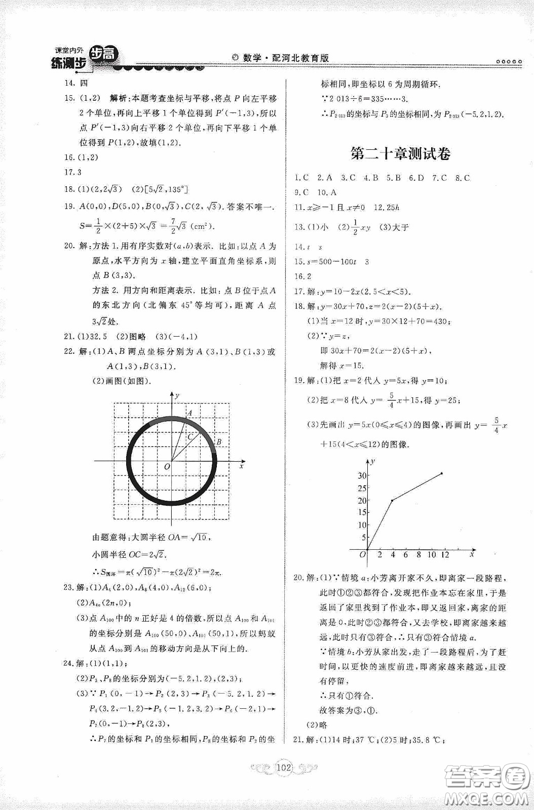 河北美術出版社2020課堂內外練測步步高八年數(shù)學下冊河北教育版答案