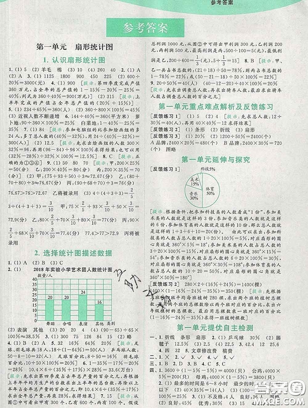 2020春亮點(diǎn)給力提優(yōu)班多維互動(dòng)空間六年級(jí)數(shù)學(xué)下冊(cè)答案
