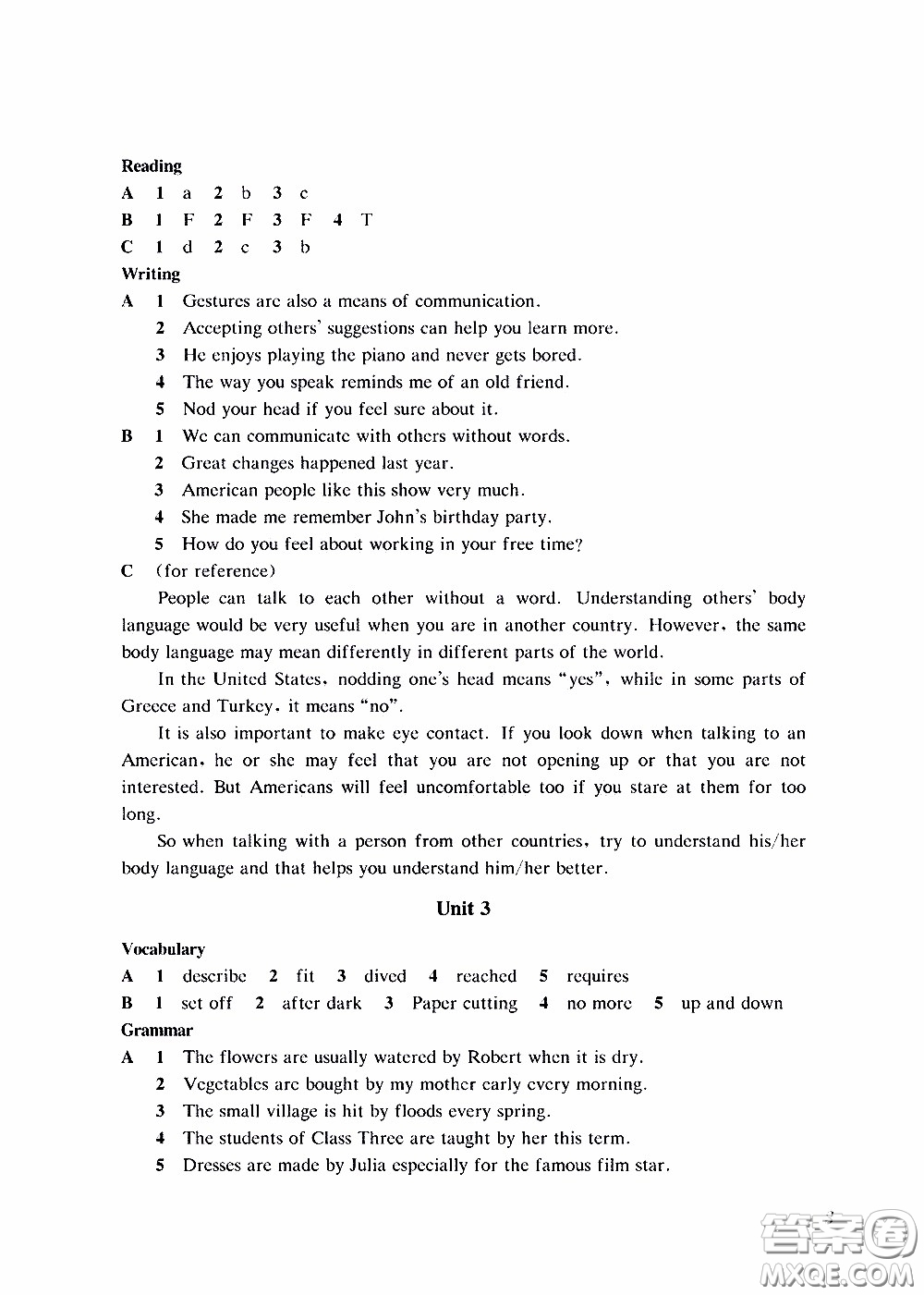 2020年知識(shí)與能力訓(xùn)練英語(yǔ)評(píng)價(jià)手冊(cè)八年級(jí)B上教版參考答案
