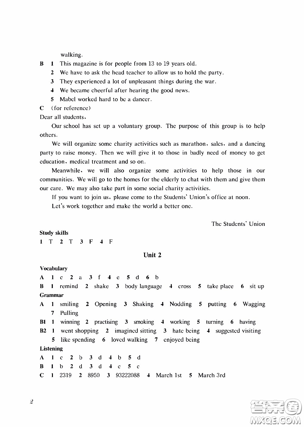 2020年知識(shí)與能力訓(xùn)練英語(yǔ)評(píng)價(jià)手冊(cè)八年級(jí)B上教版參考答案