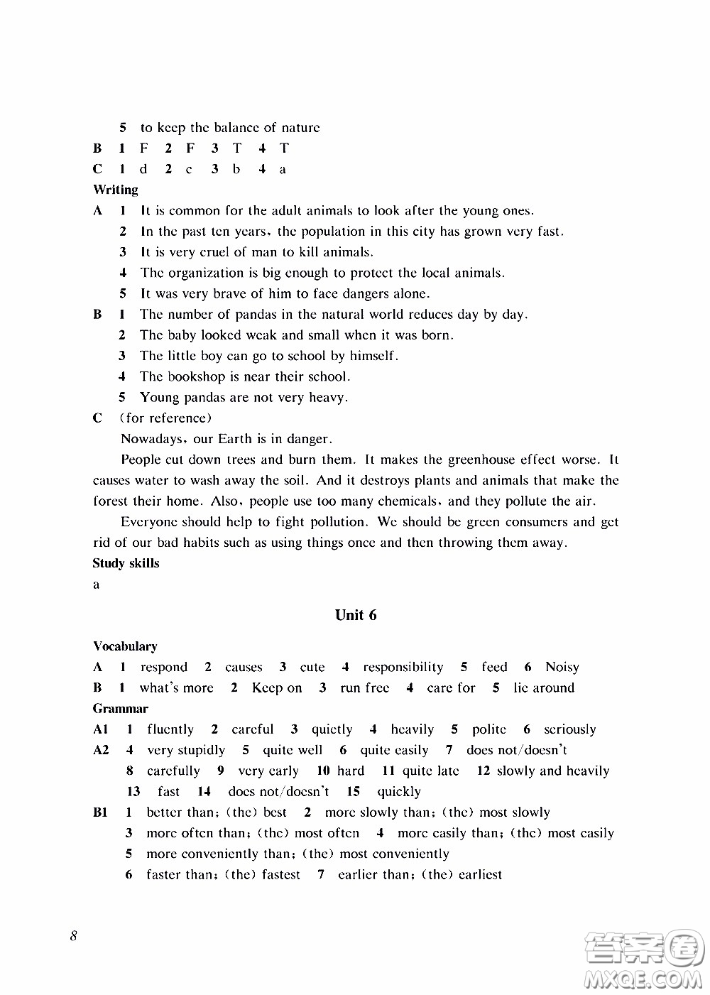 2020年知識(shí)與能力訓(xùn)練英語(yǔ)評(píng)價(jià)手冊(cè)八年級(jí)B上教版參考答案