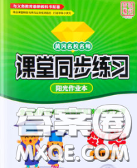 2020新版課堂同步練習(xí)陽(yáng)光作業(yè)本六年級(jí)數(shù)學(xué)下冊(cè)人教版答案