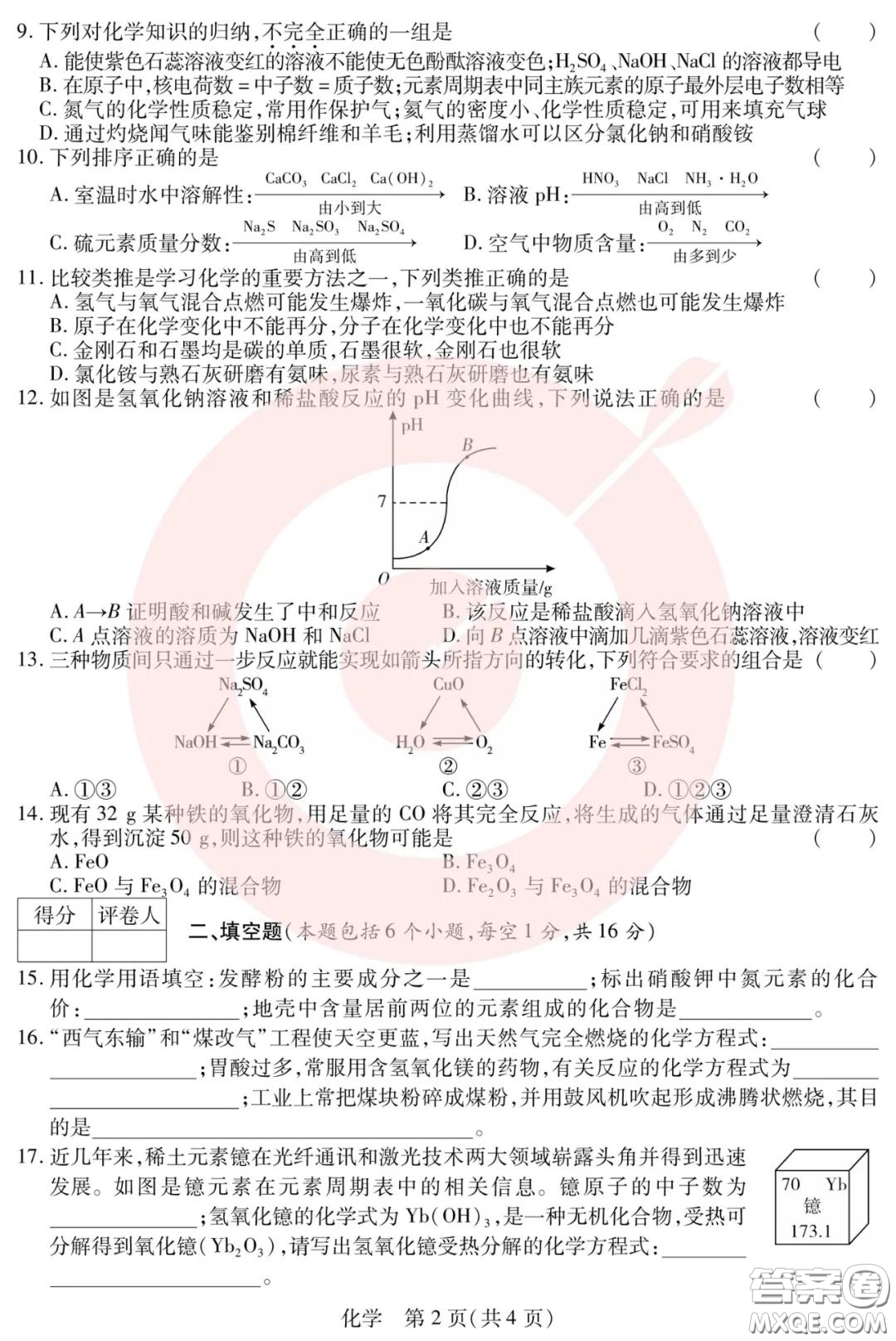 鼎成大聯(lián)考2020年河南中考公益線(xiàn)上大聯(lián)考化學(xué)試卷及答案