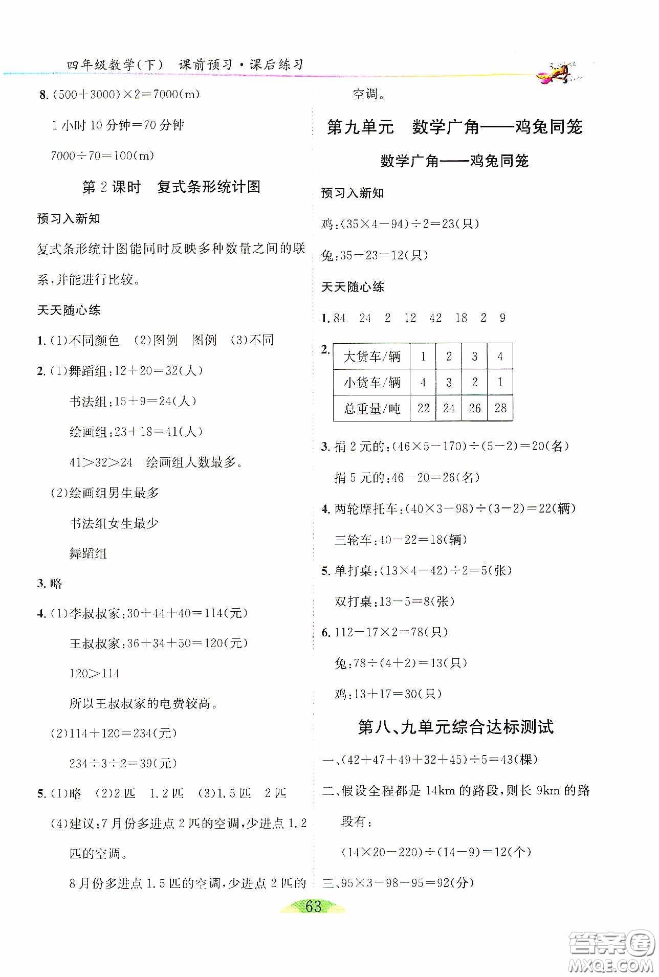 延邊人民出版社2020密解1對(duì)1課后練習(xí)四年級(jí)數(shù)學(xué)下冊(cè)人教答案