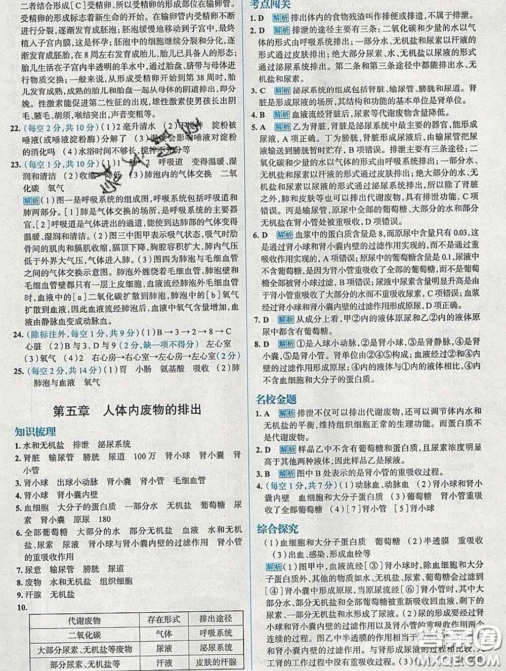 現(xiàn)代教育出版社2020新版走向中考考場七年級(jí)生物下冊(cè)人教版答案