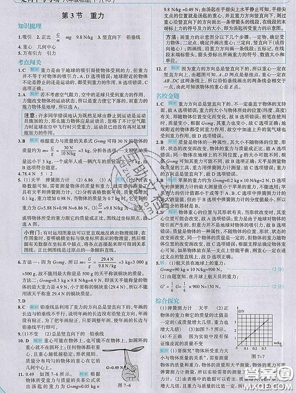 現(xiàn)代教育出版社2020新版走向中考考場八年級(jí)物理下冊(cè)人教版答案