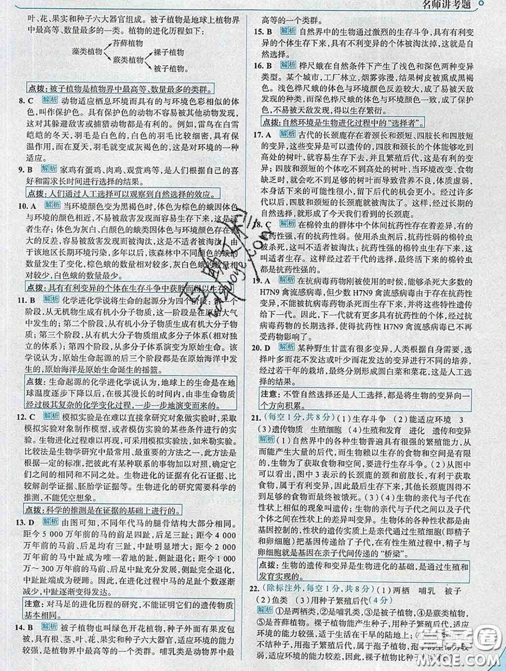 現(xiàn)代教育出版社2020新版走向中考考場(chǎng)八年級(jí)生物下冊(cè)濟(jì)南版答案