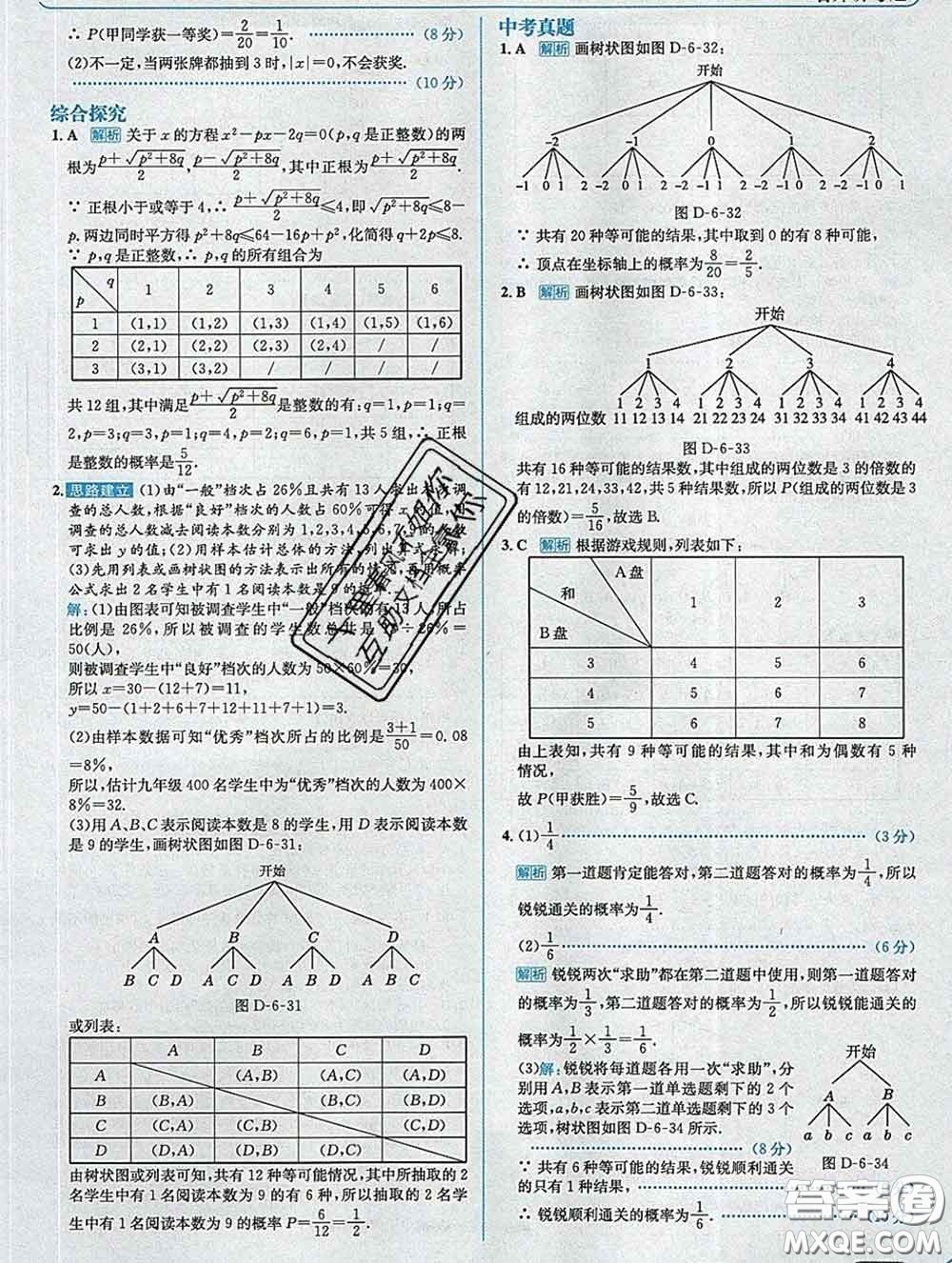 現(xiàn)代教育出版社2020新版走向中考考場九年級(jí)數(shù)學(xué)下冊(cè)青島版答案