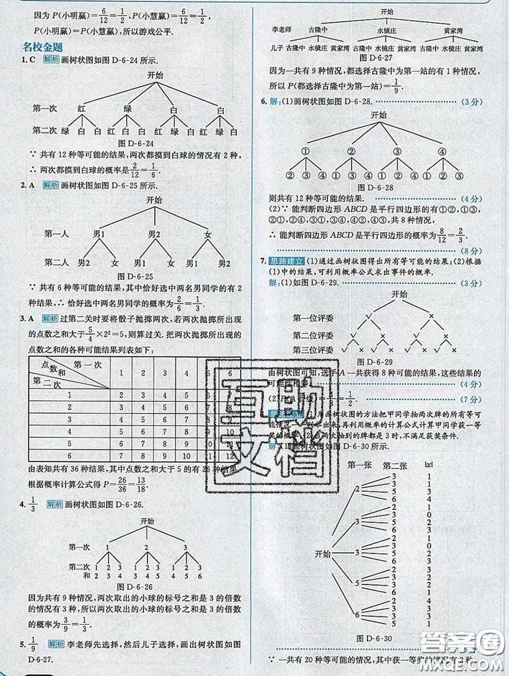 現(xiàn)代教育出版社2020新版走向中考考場九年級(jí)數(shù)學(xué)下冊(cè)青島版答案