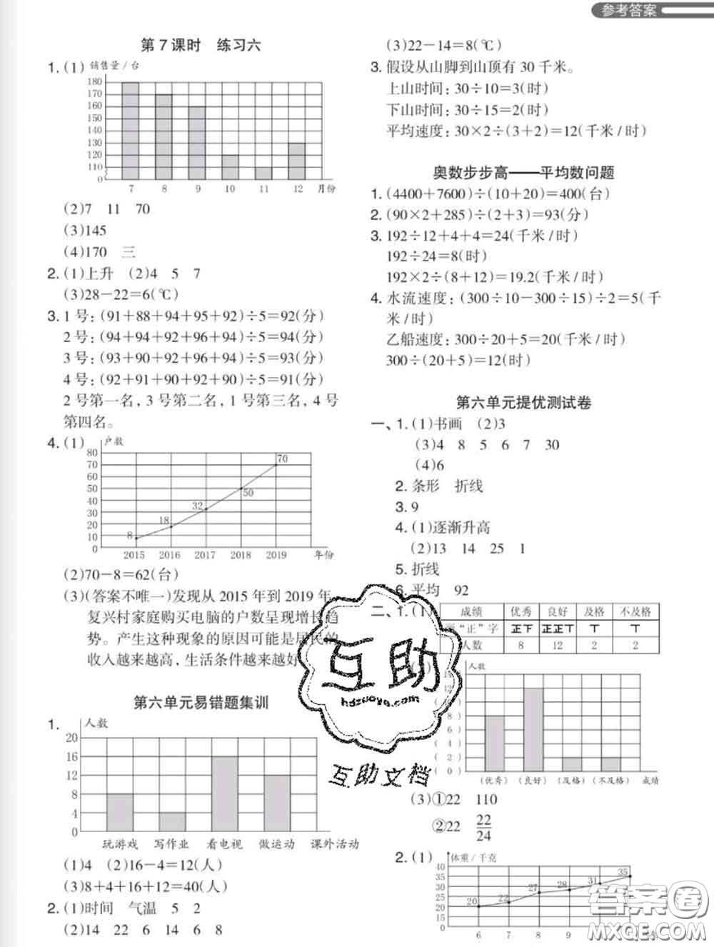 2020新版木頭馬分層課課練小學(xué)數(shù)學(xué)四年級下冊北師版答案