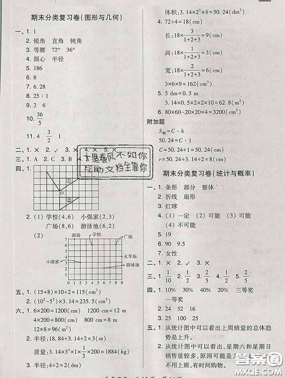 2020春北大綠卡課時同步訓(xùn)練六年級數(shù)學(xué)下冊冀教版參考答案