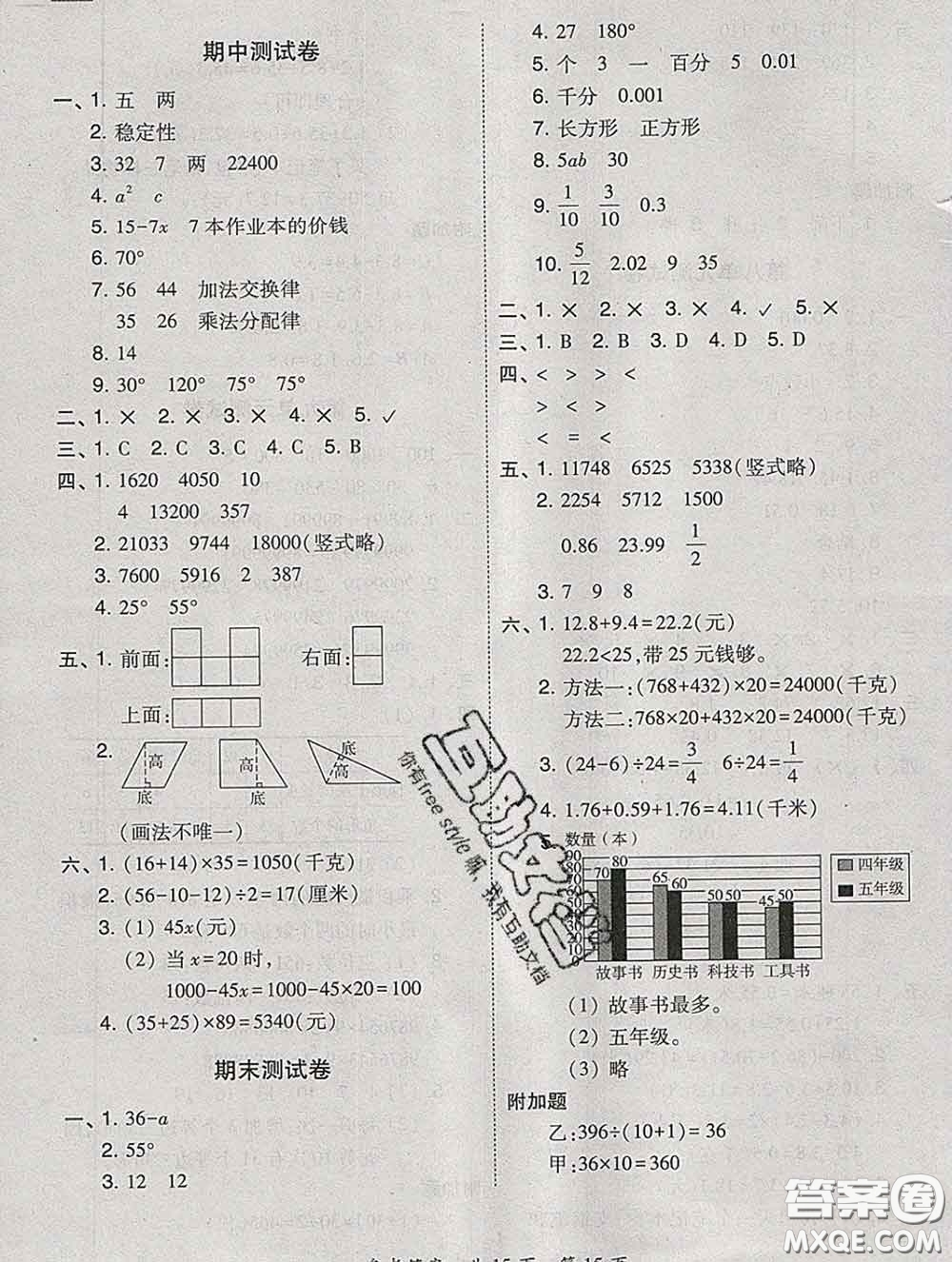 2020春北大綠卡課時(shí)同步訓(xùn)練四年級(jí)數(shù)學(xué)下冊(cè)冀教版參考答案
