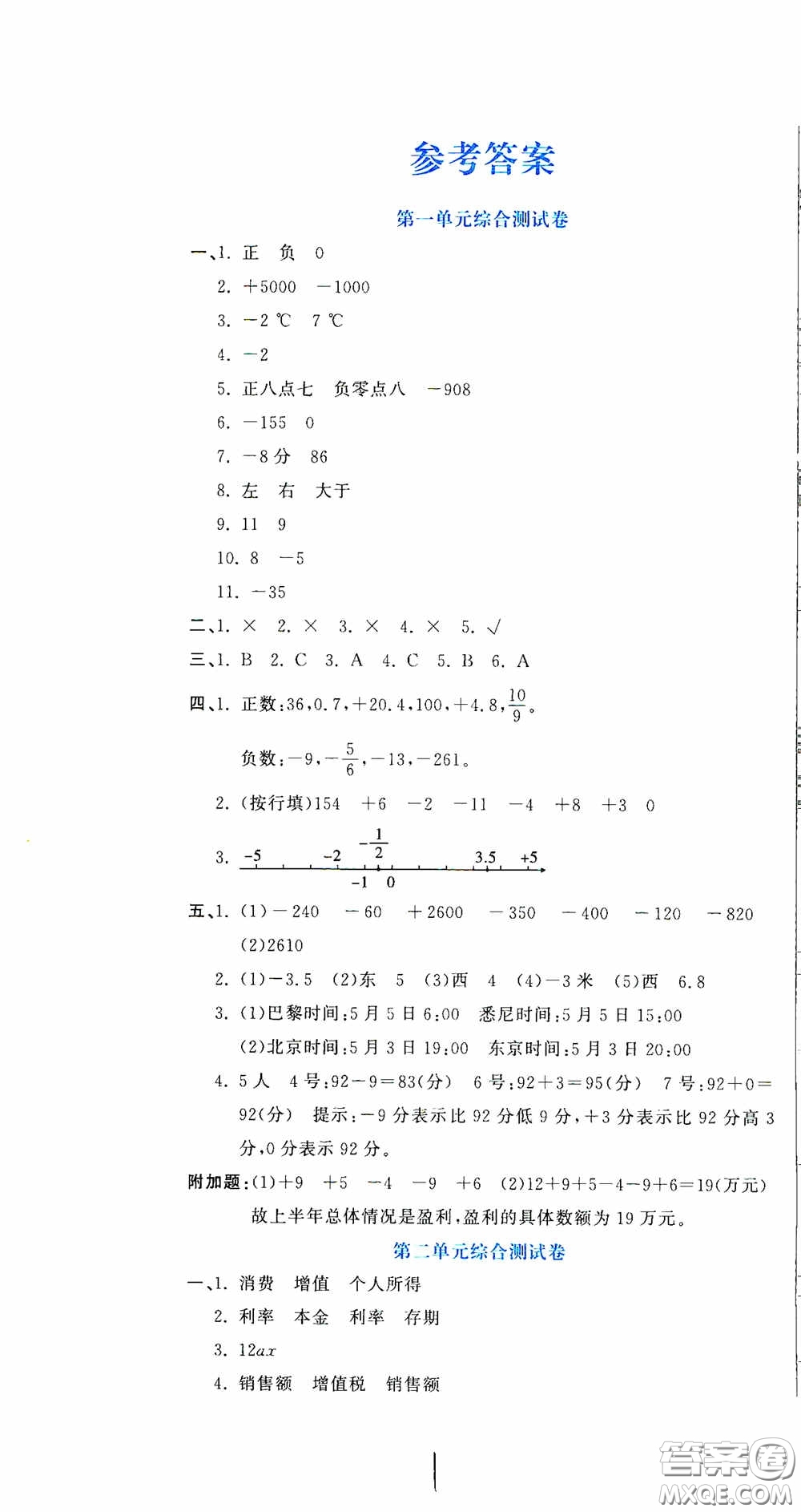北京教育出版社2020提分教練優(yōu)學(xué)導(dǎo)練測(cè)試卷六年級(jí)數(shù)學(xué)下冊(cè)人教版答案