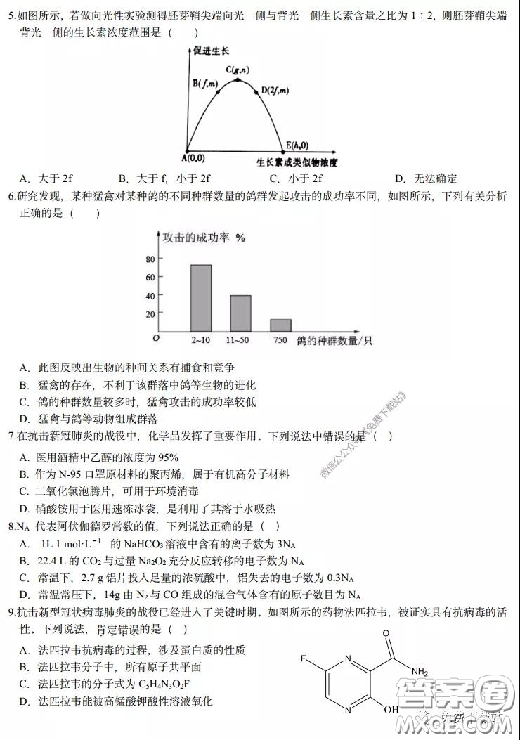 長(zhǎng)郡中學(xué)2020屆高三理綜訓(xùn)練七試題及答案