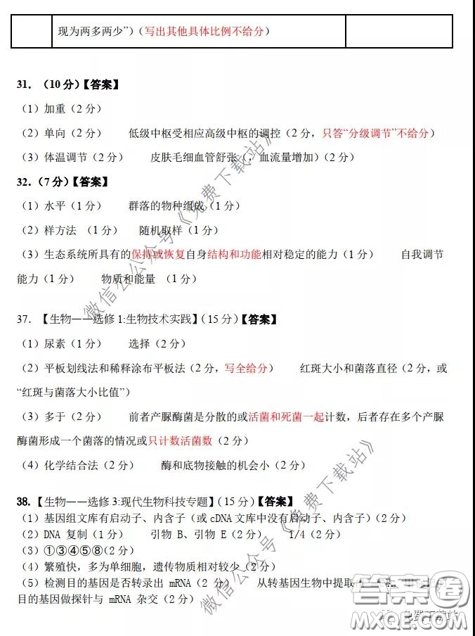 長(zhǎng)郡中學(xué)2020屆高三理綜訓(xùn)練七試題及答案