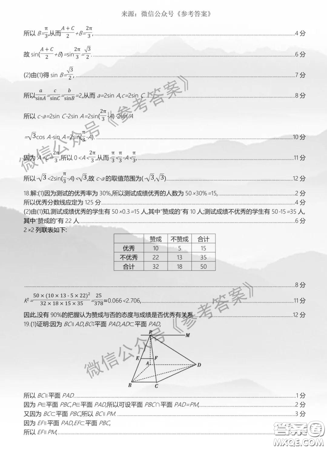 2020年河南五岳金太陽高三四月聯(lián)考文科數(shù)學答案
