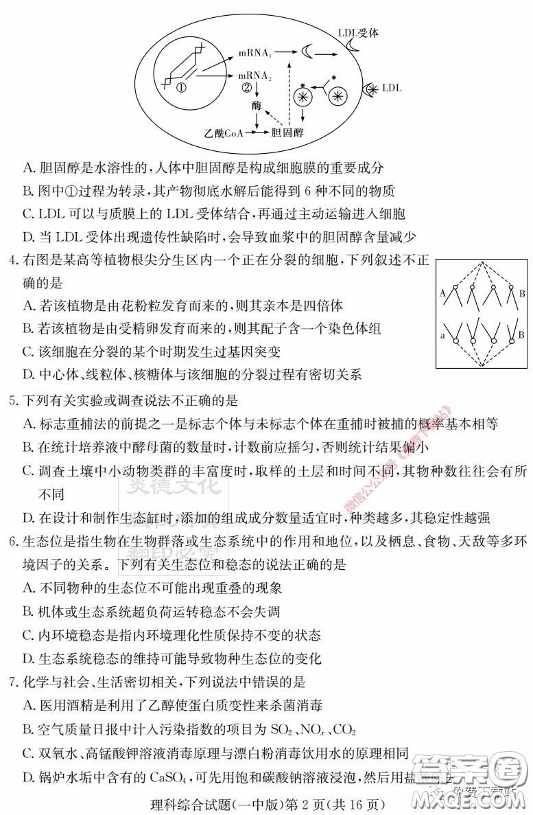 炎德英才大聯(lián)考長沙市一中2020屆高三月考試卷八理科綜合答案