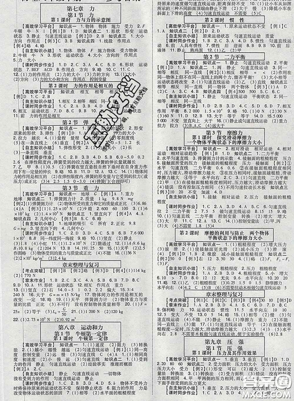 2020新版高分突破課時(shí)達(dá)標(biāo)講練測(cè)八年級(jí)物理下冊(cè)人教版答案