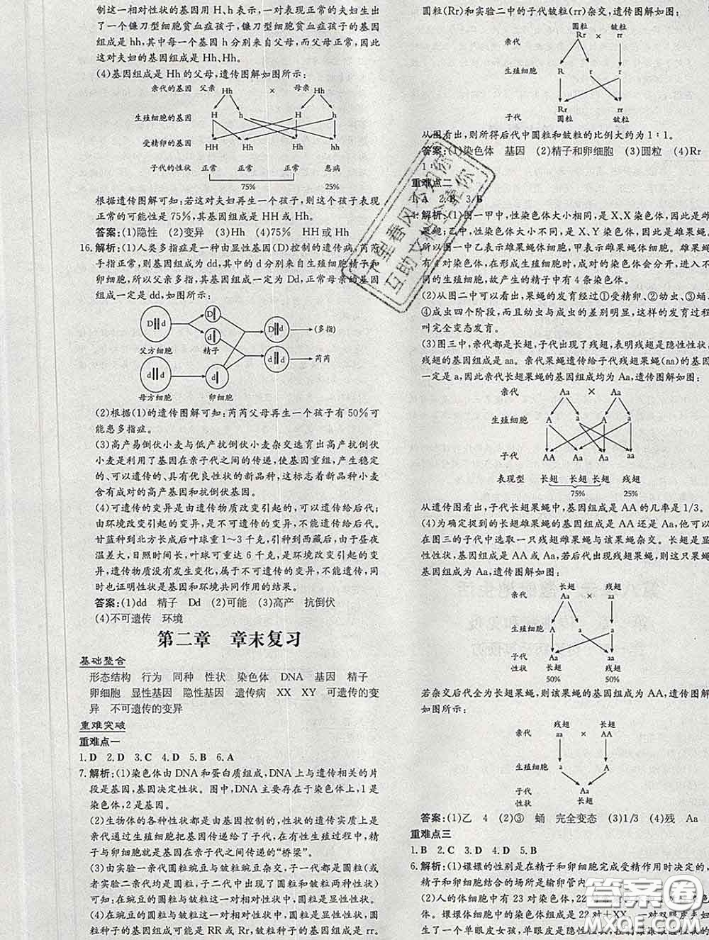 2020新版練案課時(shí)作業(yè)本八年級(jí)生物下冊(cè)人教版答案