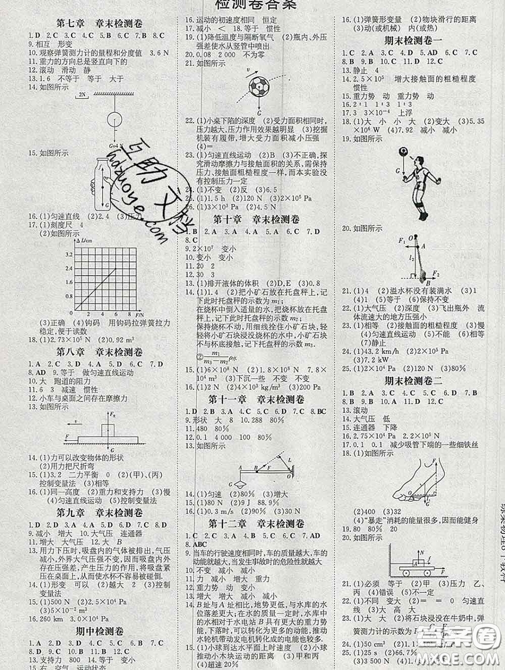 2020新版練案課時作業(yè)本八年級物理下冊教科版答案