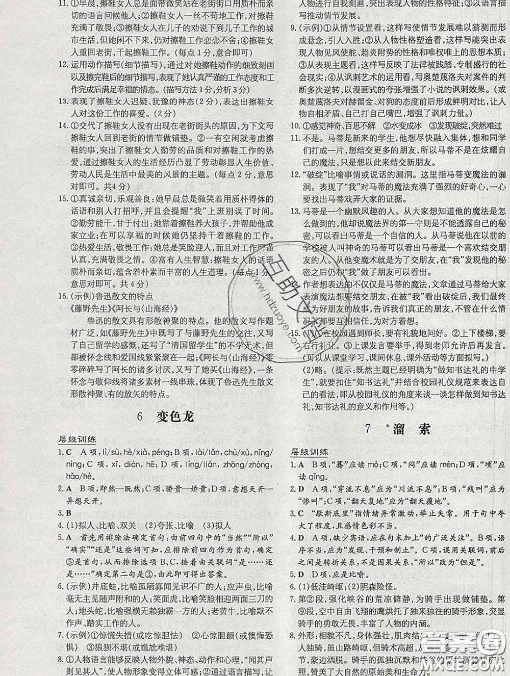 2020新版練案課時作業(yè)本九年級語文下冊人教版答案
