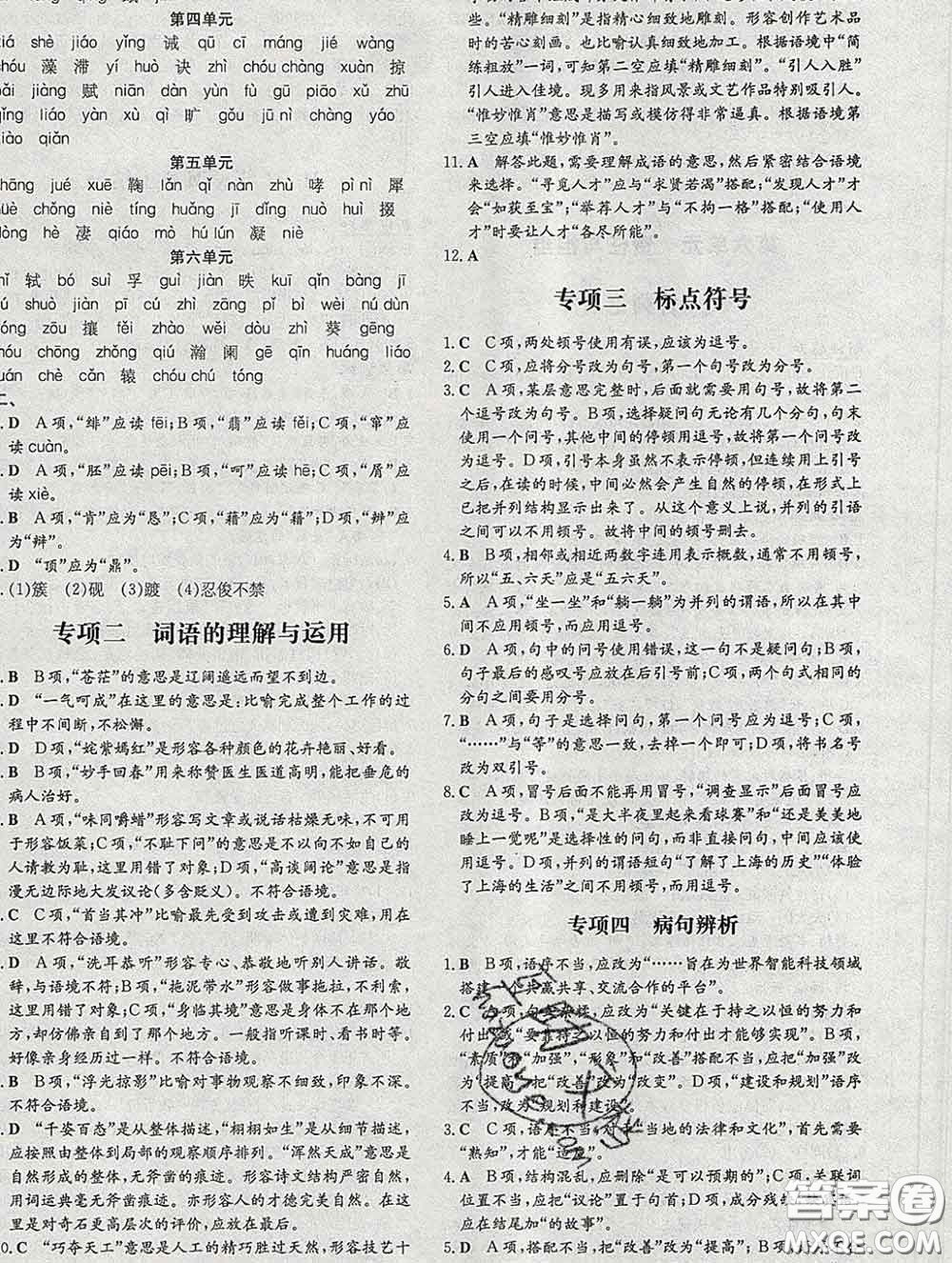 2020新版練案課時作業(yè)本九年級語文下冊人教版答案