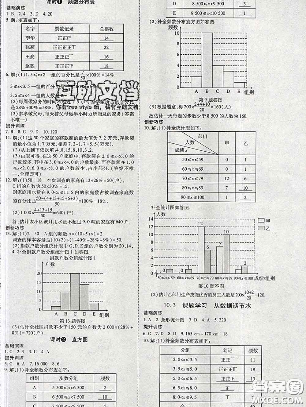 2020春高效課時通10分鐘掌握課堂七年級數(shù)學(xué)下冊人教版參考答案