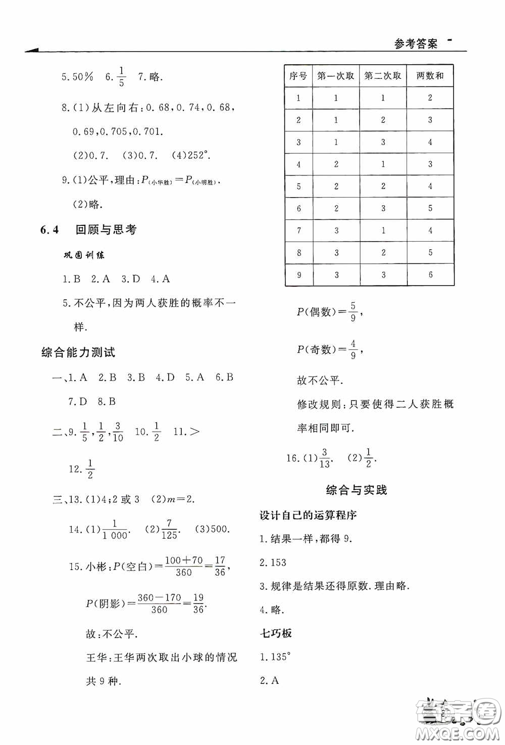 伴你學(xué)2020新課程助學(xué)叢書(shū)七年級(jí)數(shù)學(xué)下冊(cè)最新版答案