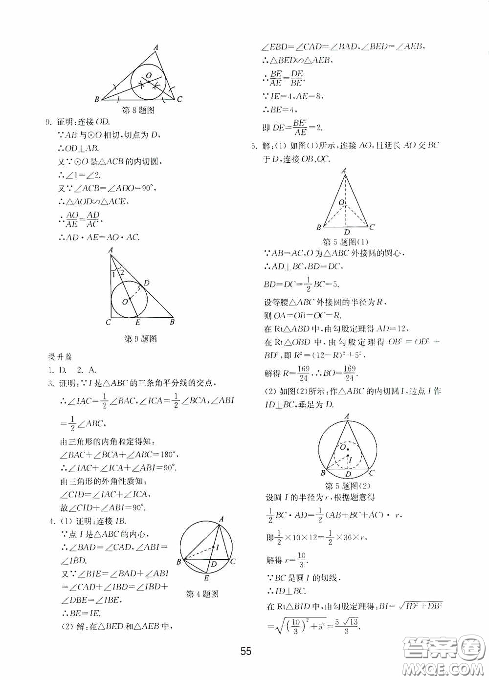 山東教育出版社2020初中基礎(chǔ)訓(xùn)練九年級(jí)數(shù)學(xué)下冊(cè)54學(xué)制答案