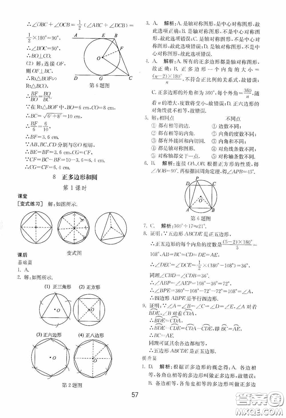 山東教育出版社2020初中基礎(chǔ)訓(xùn)練九年級(jí)數(shù)學(xué)下冊(cè)54學(xué)制答案