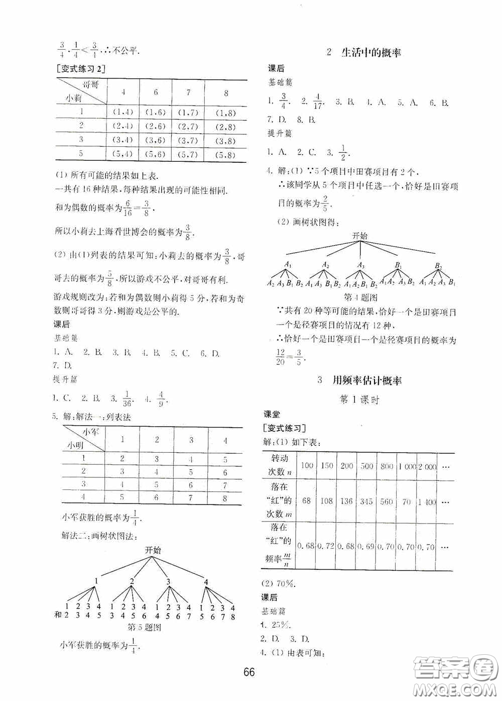 山東教育出版社2020初中基礎(chǔ)訓(xùn)練九年級(jí)數(shù)學(xué)下冊(cè)54學(xué)制答案