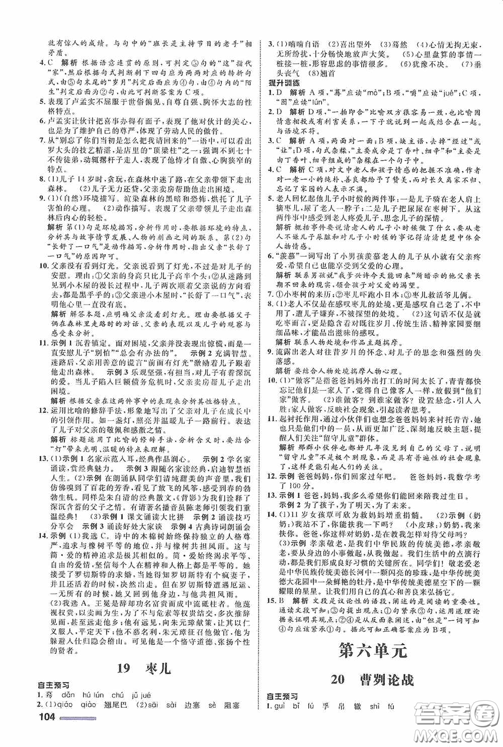 志鴻優(yōu)化系列叢書2020初中同步測(cè)控全優(yōu)設(shè)計(jì)九年級(jí)語文下冊(cè)浙江專版答案