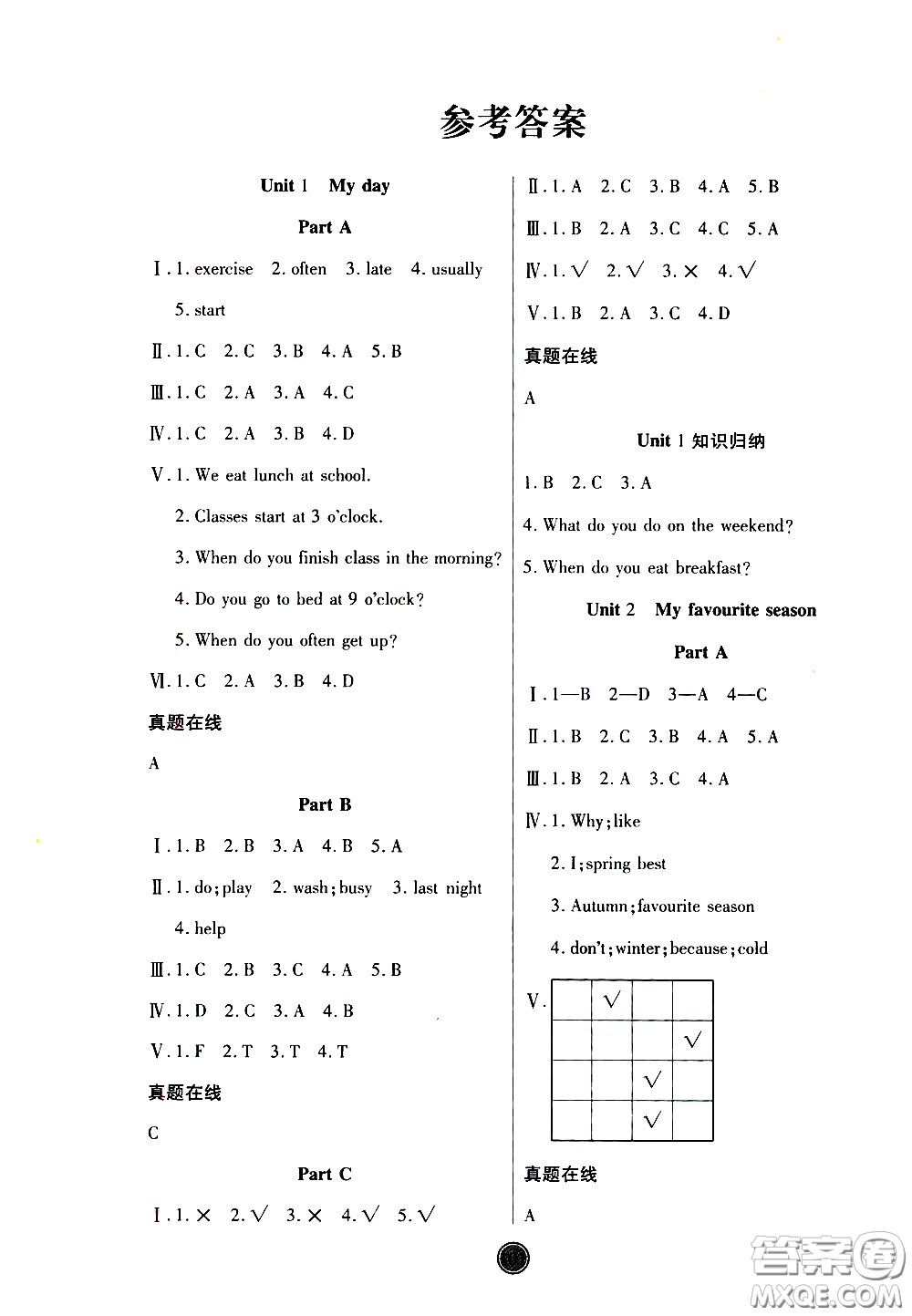 2020年云頂課堂作業(yè)創(chuàng)新設計英語五年級下冊人教版參考答案