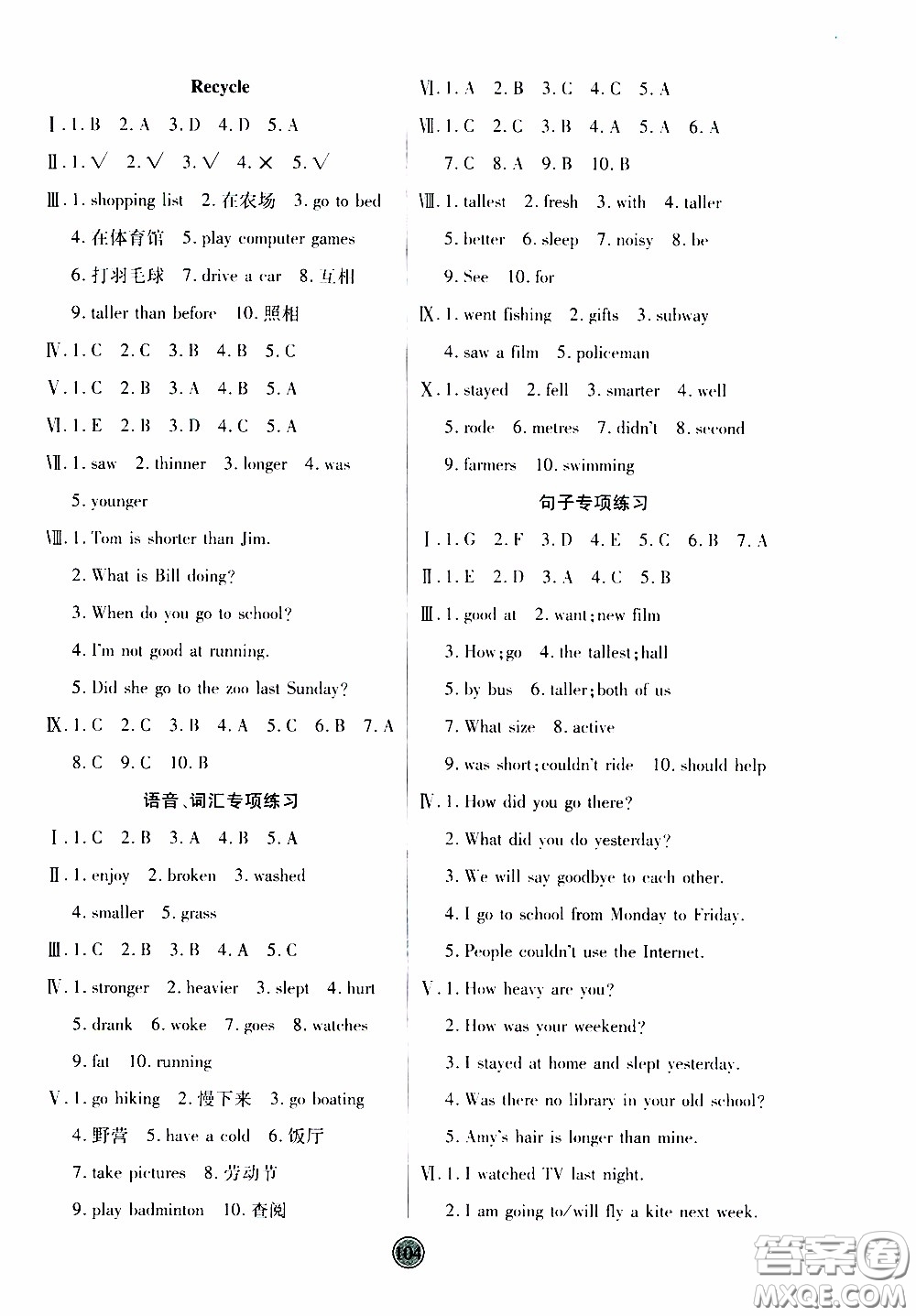 2020年云頂課堂作業(yè)創(chuàng)新設(shè)計(jì)英語六年級下冊人教版參考答案