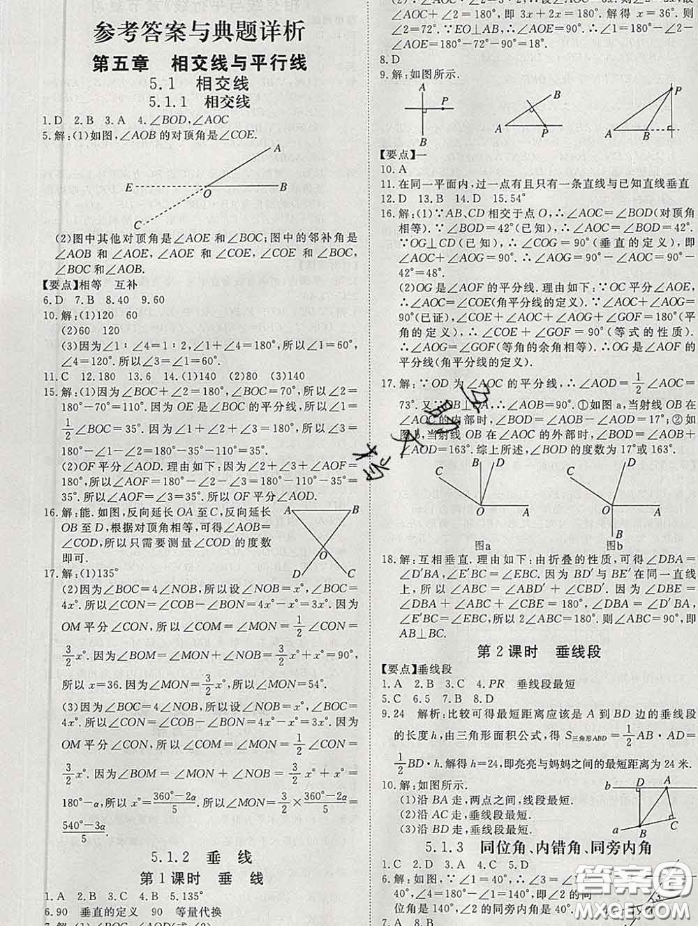 延邊大學出版社2020新版新領程叢書新領程七年級數(shù)學下冊人教版參考答案