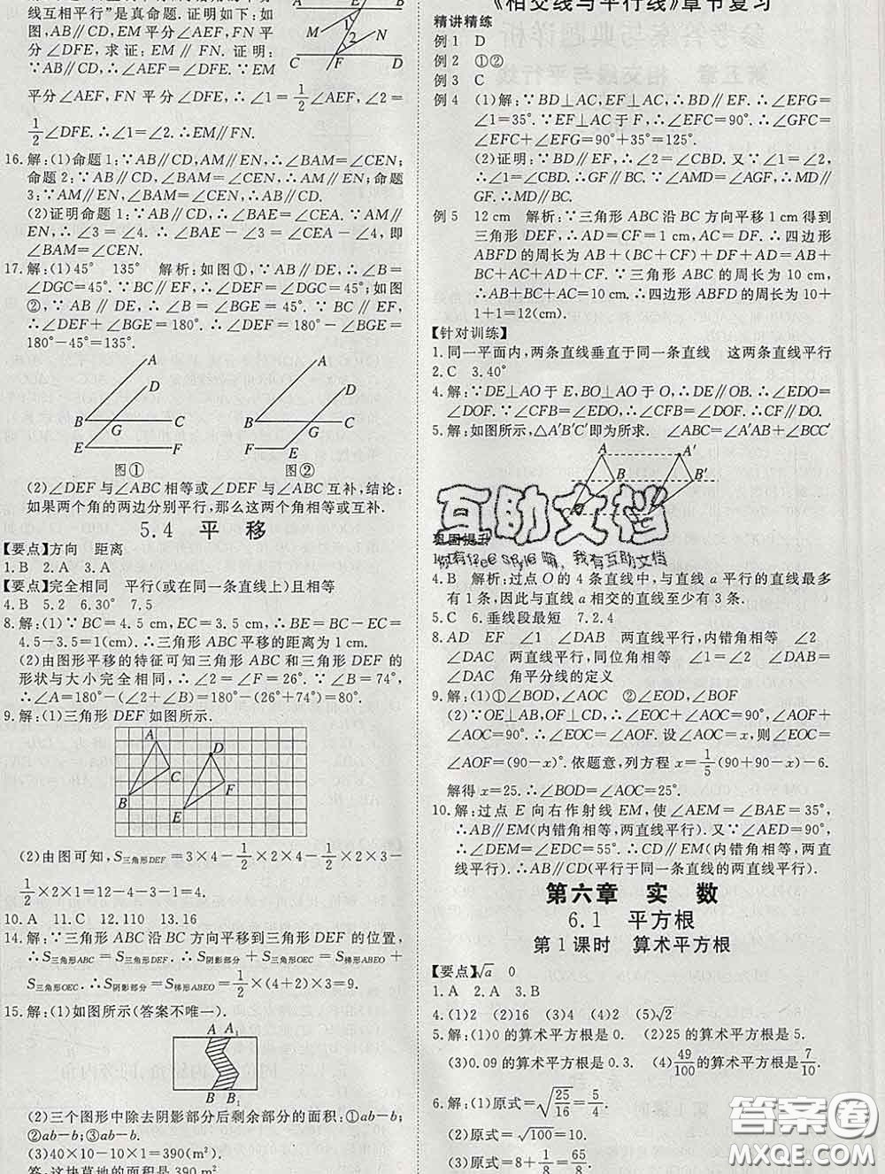 延邊大學出版社2020新版新領程叢書新領程七年級數(shù)學下冊人教版參考答案