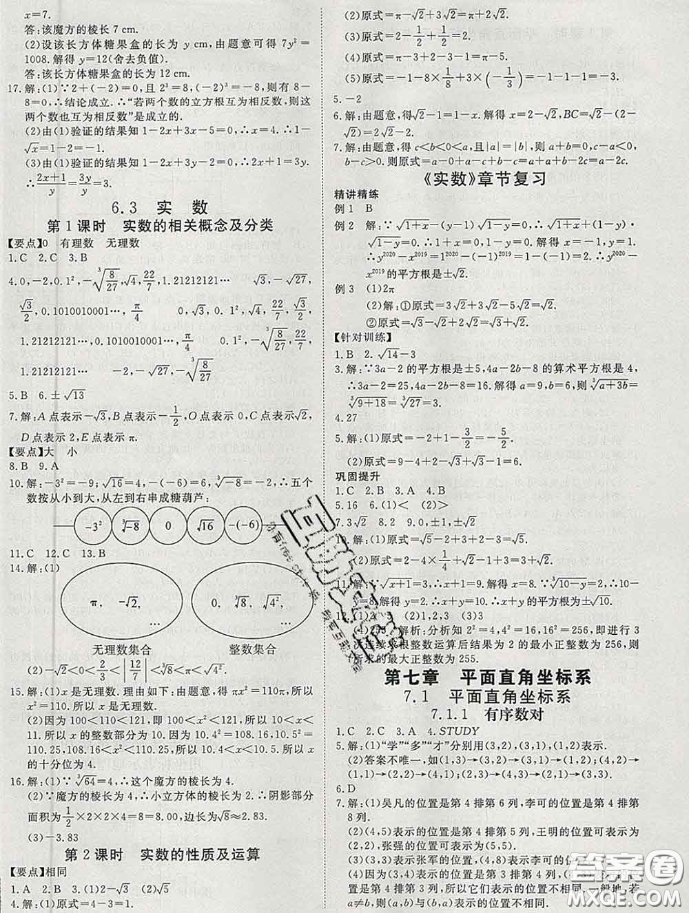 延邊大學出版社2020新版新領程叢書新領程七年級數(shù)學下冊人教版參考答案